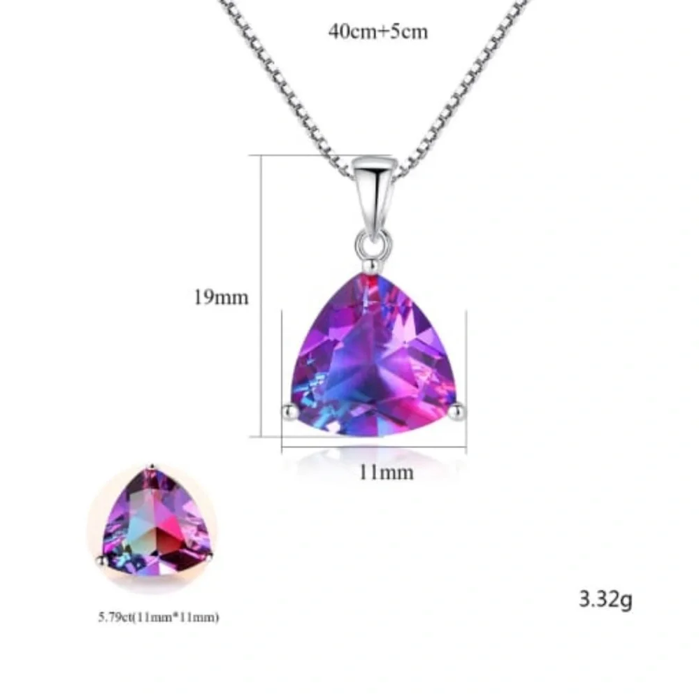 Solid Sterling silver Mystic Tourmaline Triangle earing